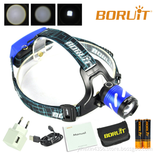 Boruit High Quality Aluminum Alloy Zoom LED Headlamp